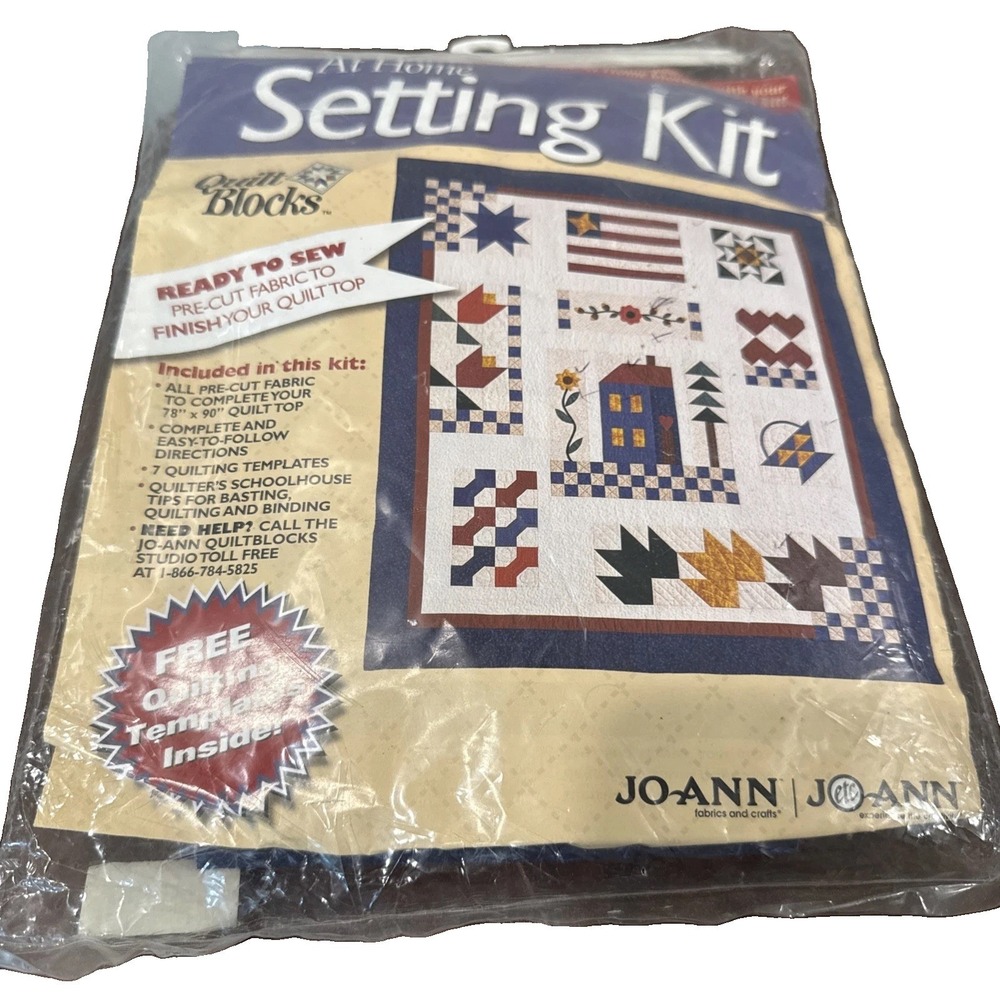 JoAnn A Year At Home Quilt Setting Kit Pre-Cut Fabric Blocks Pattern New Sealed
